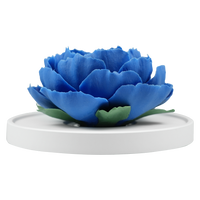 Luxury ceramic flower scent diffuser for home in blue, peony, displayed from front