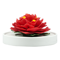 Luxury ceramic flower scent diffuser for home in red, dahlia, displayed from front