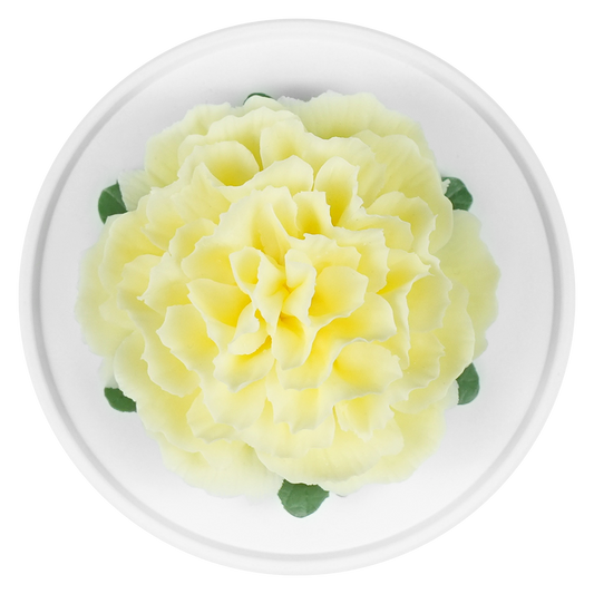 Luxury ceramic flower scent diffuser for home in yellow, carnation, displayed from above