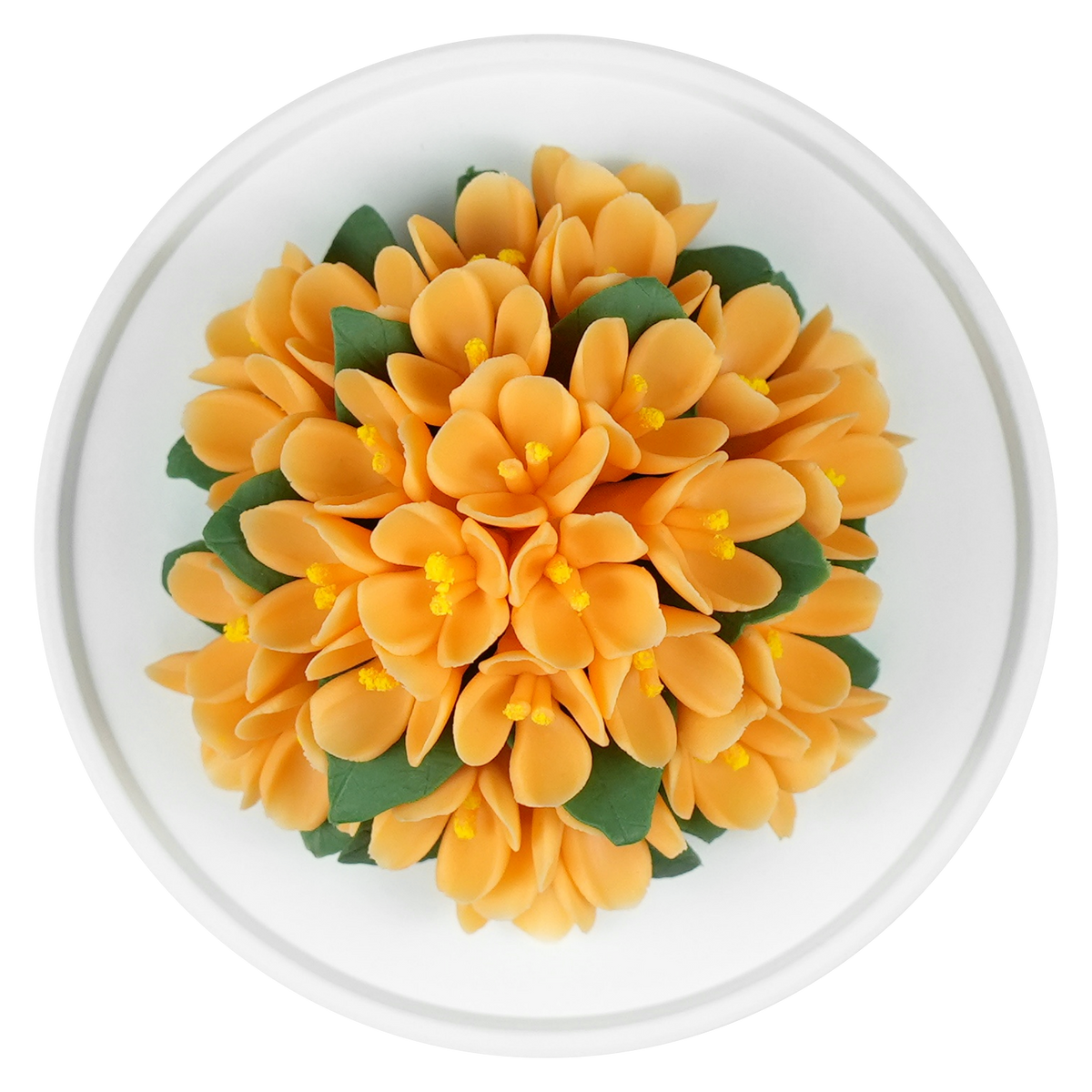 Luxury ceramic flower scent diffuser for home in orange, fragrant olive, displayed from above