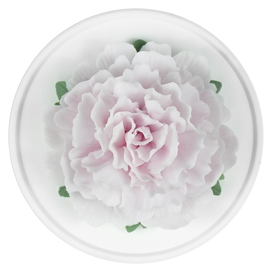 Luxury ceramic flower scent diffuser for home in pale purple, carnation, displayed from above