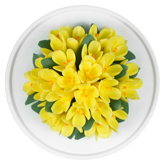 Luxury ceramic flower scent diffuser for home in yellow, fragrant olive, displayed from above