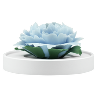 Luxury ceramic flower scent diffuser for home in light blue, peony, displayed from front