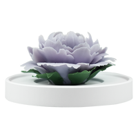 Luxury ceramic flower scent diffuser for home in light purple, peony, displayed from front