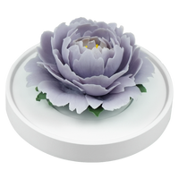 Luxury ceramic flower scent diffuser for home in light purple, peony, displayed from side