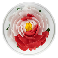 Luxury ceramic flower scent diffuser for home in pink and red, peony, displayed from above