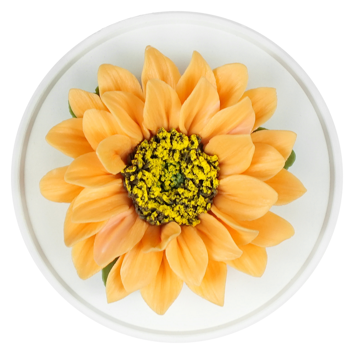 Luxury ceramic flower scent diffuser for home in orange, sunflower, displayed from above