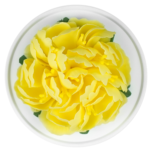 Luxury ceramic flower scent diffuser for home in yellow, mum, displayed from above