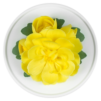 Luxury ceramic flower scent diffuser for home in yellow, ranunculus , displayed from above