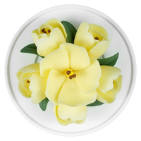 Luxury ceramic flower scent diffuser for home in yellow, tulips, displayed from above